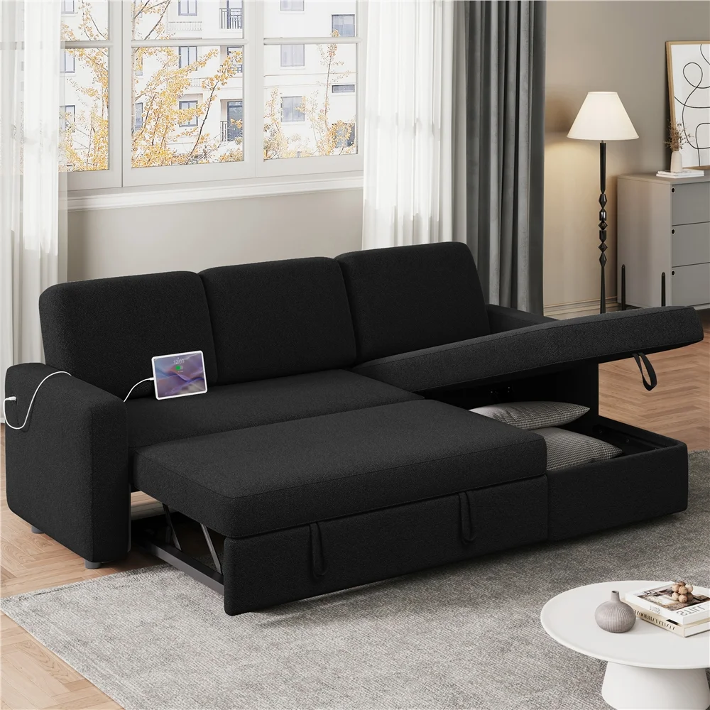 Alden Design Reversible Sectional Sofa with USB & Type-C Ports for Livingroom, Light Gray - Image 21