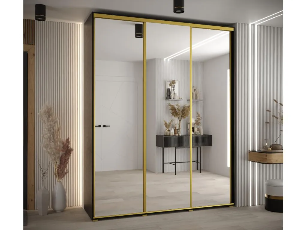 ARMARIO Kavehomedeco 2 DE PUERTAS CORREDERAS 235.2/200/45 3 puertas (Negro/Negro/Oro) 29479RCPQ