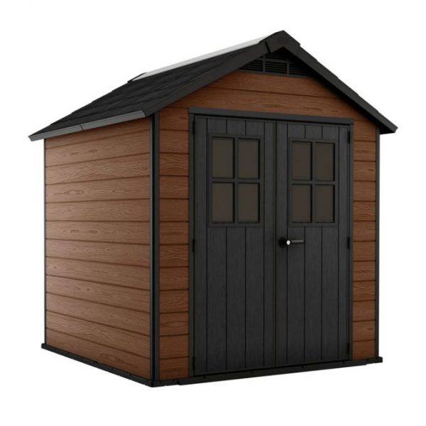 WAYFAIR 7.5"7 Large Resin Outdoor Storage Shed Kit ?C Perfect To Store Patio Furniture, Garden Tools, Bike Accessories, And Lawn Mower, Mahogany Brown