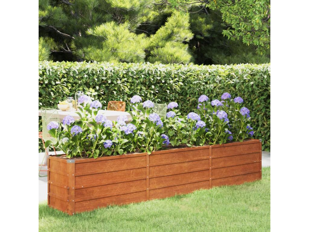 Arriate oxidado de acero corten 240x40x45 cm