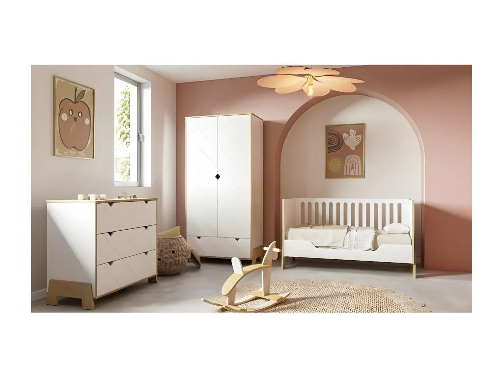 Armario de 2 puertas y 1 cajón decorado en Homepleno y blanco H188.1 cm - Homepleno feud72059