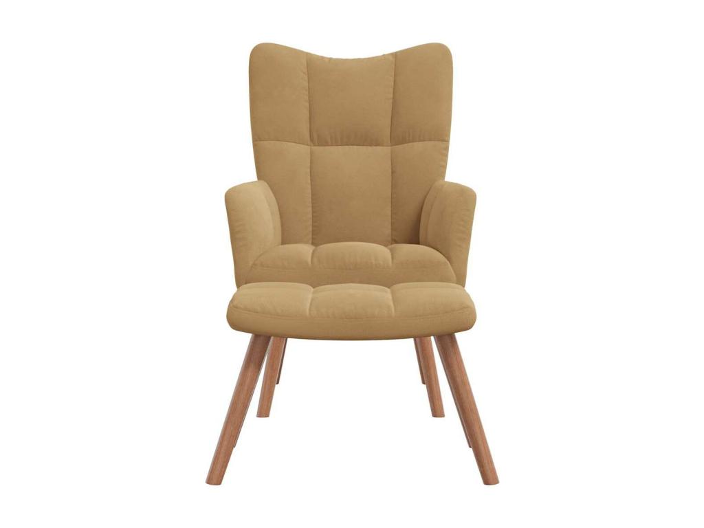 Sillón de relax con taburete terciopelo marrón