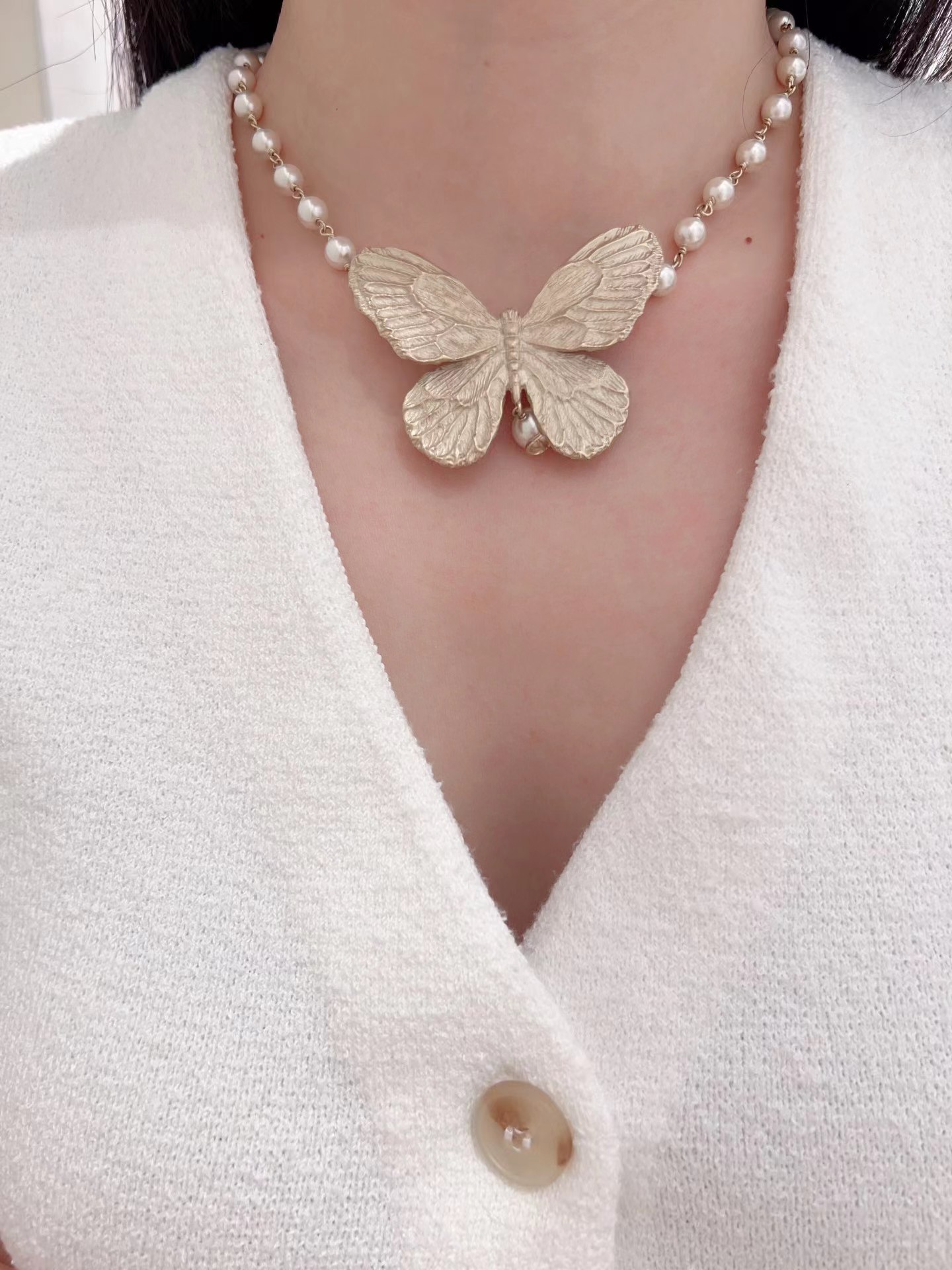 Dior Butterfly Pearl Necklace - Original Replica Club