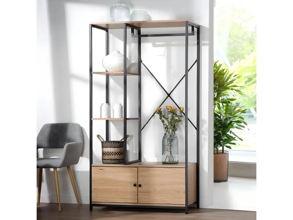 Armario de 2 puertas con estantes y almacenamiento - H167 cm BHXU10470
