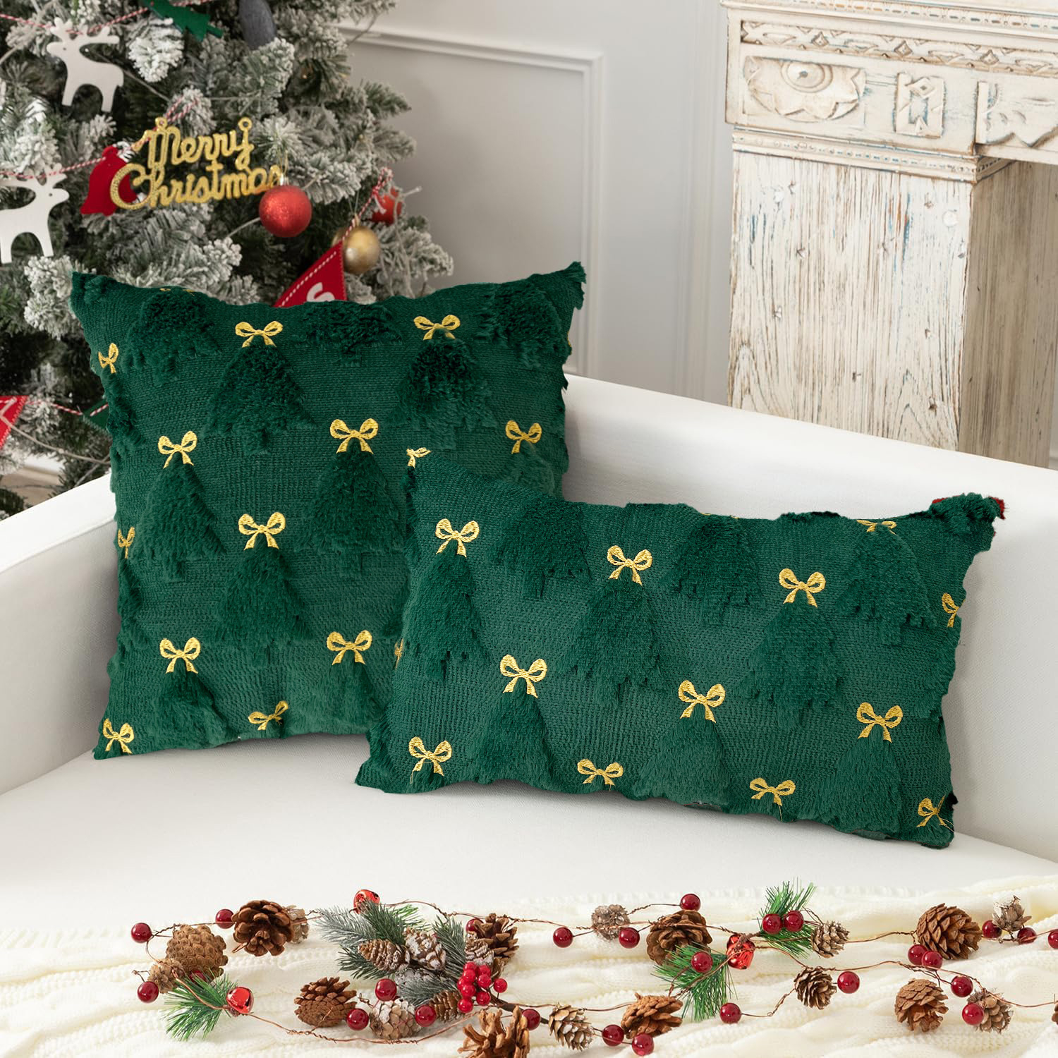 Christmas Throw Soft Faux Fur Pumpkin Autumn Harvest Fluffy Plush Pillow Cases for Couch Cushion Covers