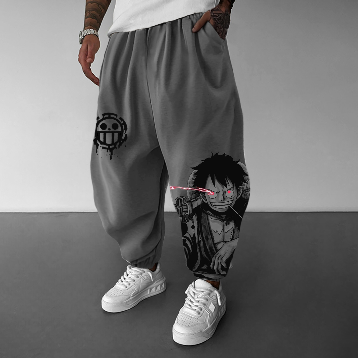Unisex Anime-themed Casual Oversized Regular Athletic Pants