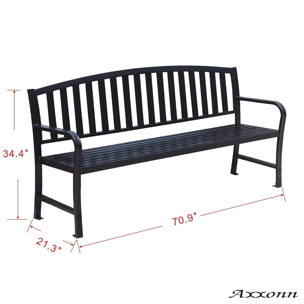 Axxonn 6ft Commercial Heavy Duty Metal Bench, Black, L 70.9 x W 21.3 x H 34.4 inches - image 6