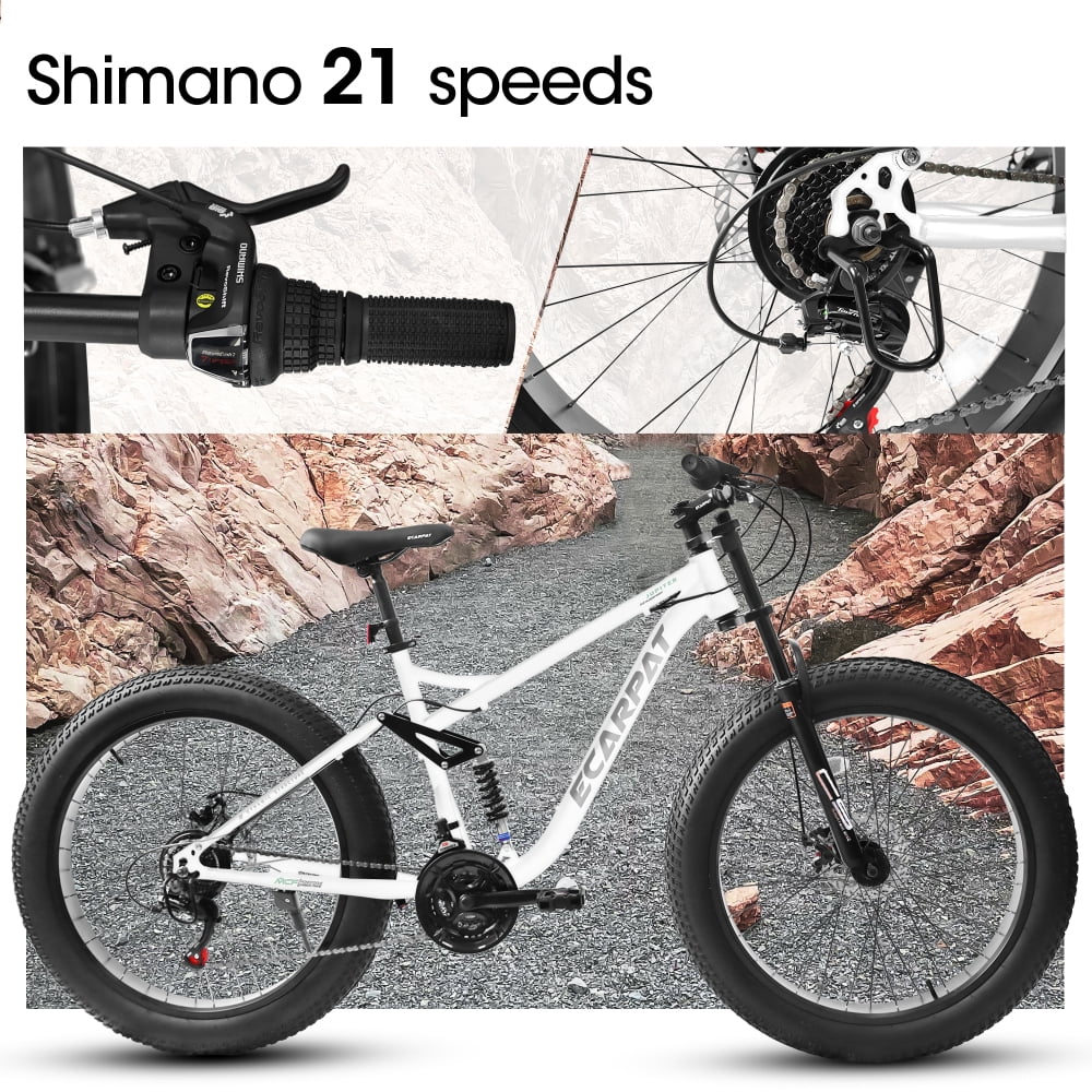 26 inch Mountain Bike for Men, 26*4" Fat Tire Mountain Bicycles,Full-Suspension 21-Speed Drivetrain with Disc Brakes - Image 4