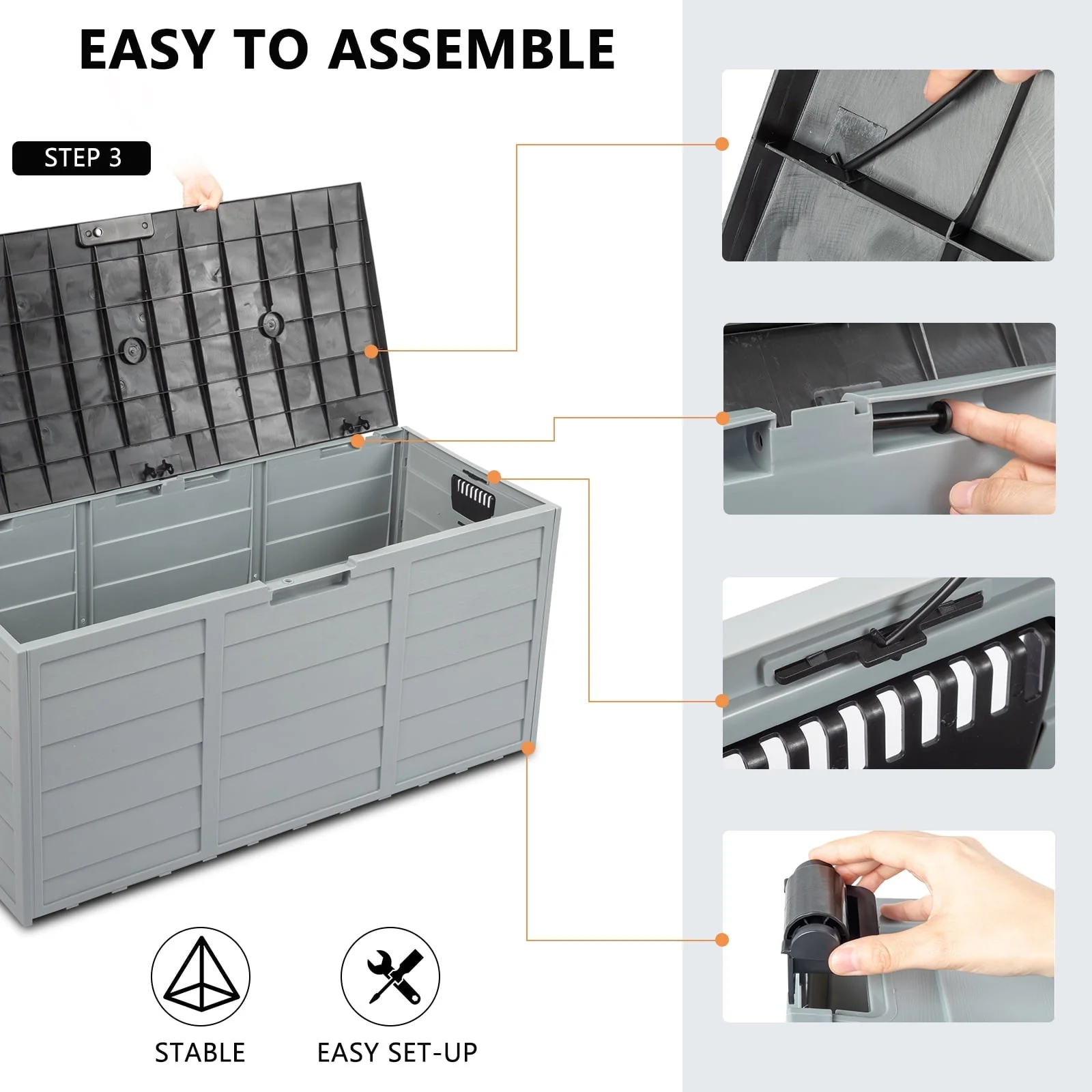 Ktaxon 75gal Outdoor Garden Plastic Storage Deck Box Chest Tools Cushions Toys Black