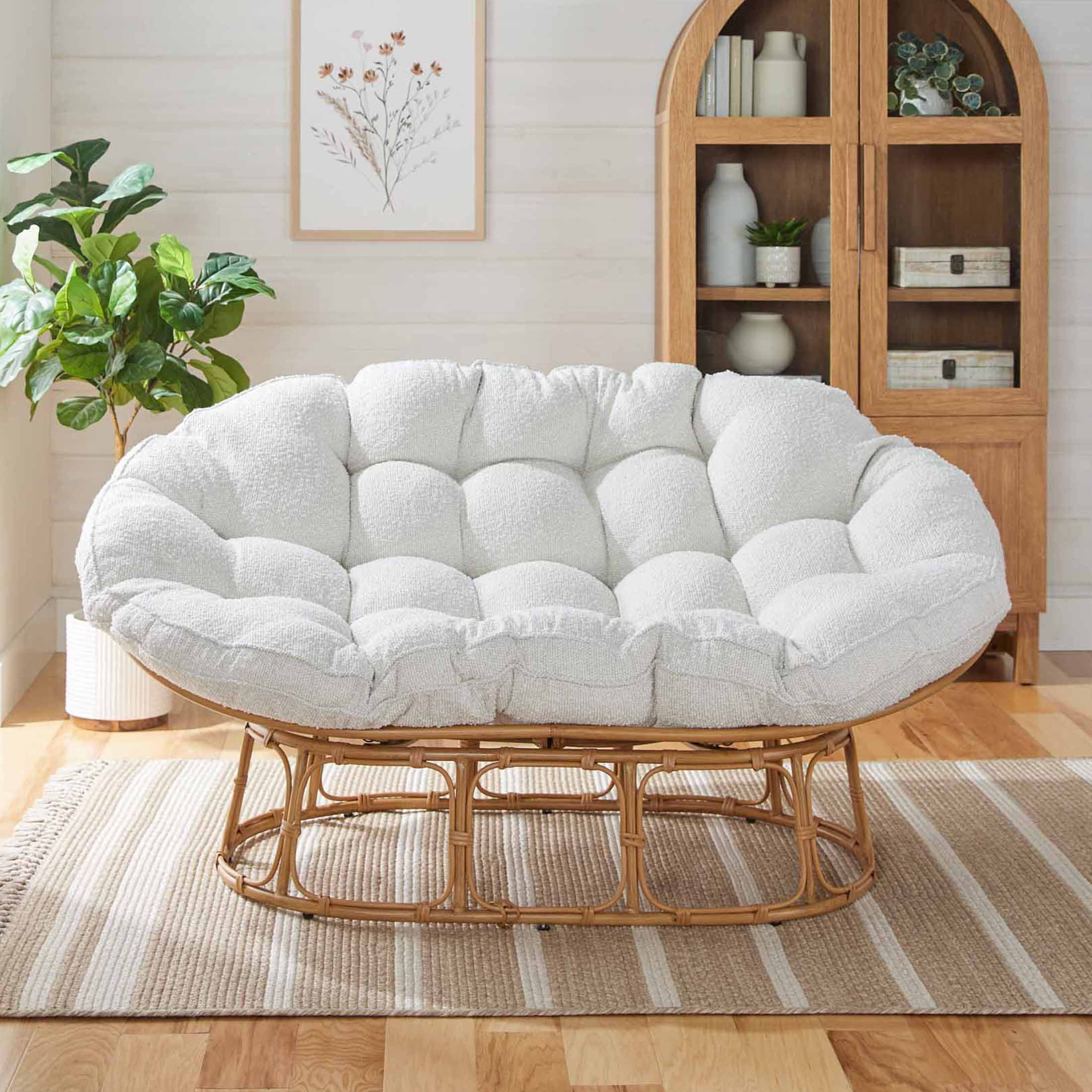 Better Homes & Gardens Double Papasan Accent Chair, Cream Boucle - Image 7