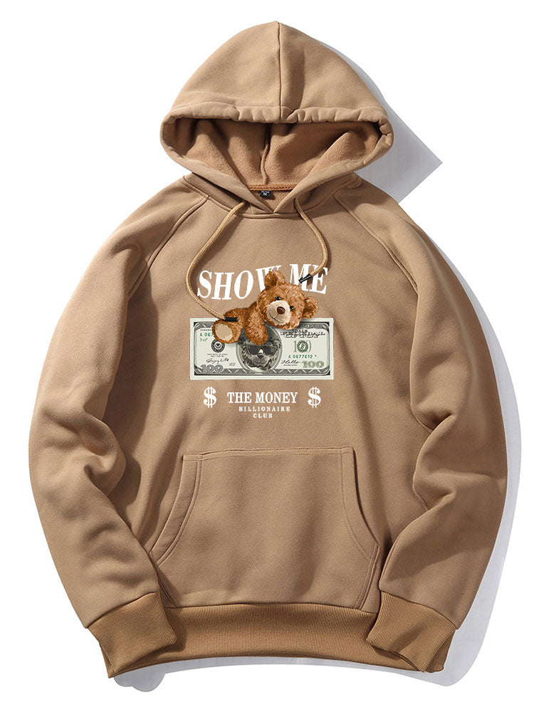 Money Bear Print Hoodie