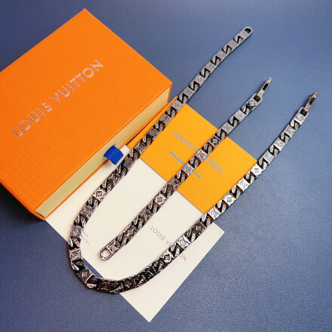 Louis Vuitton Men's Black Gold Monogram Tied Up Bracelet - Original Replica Club