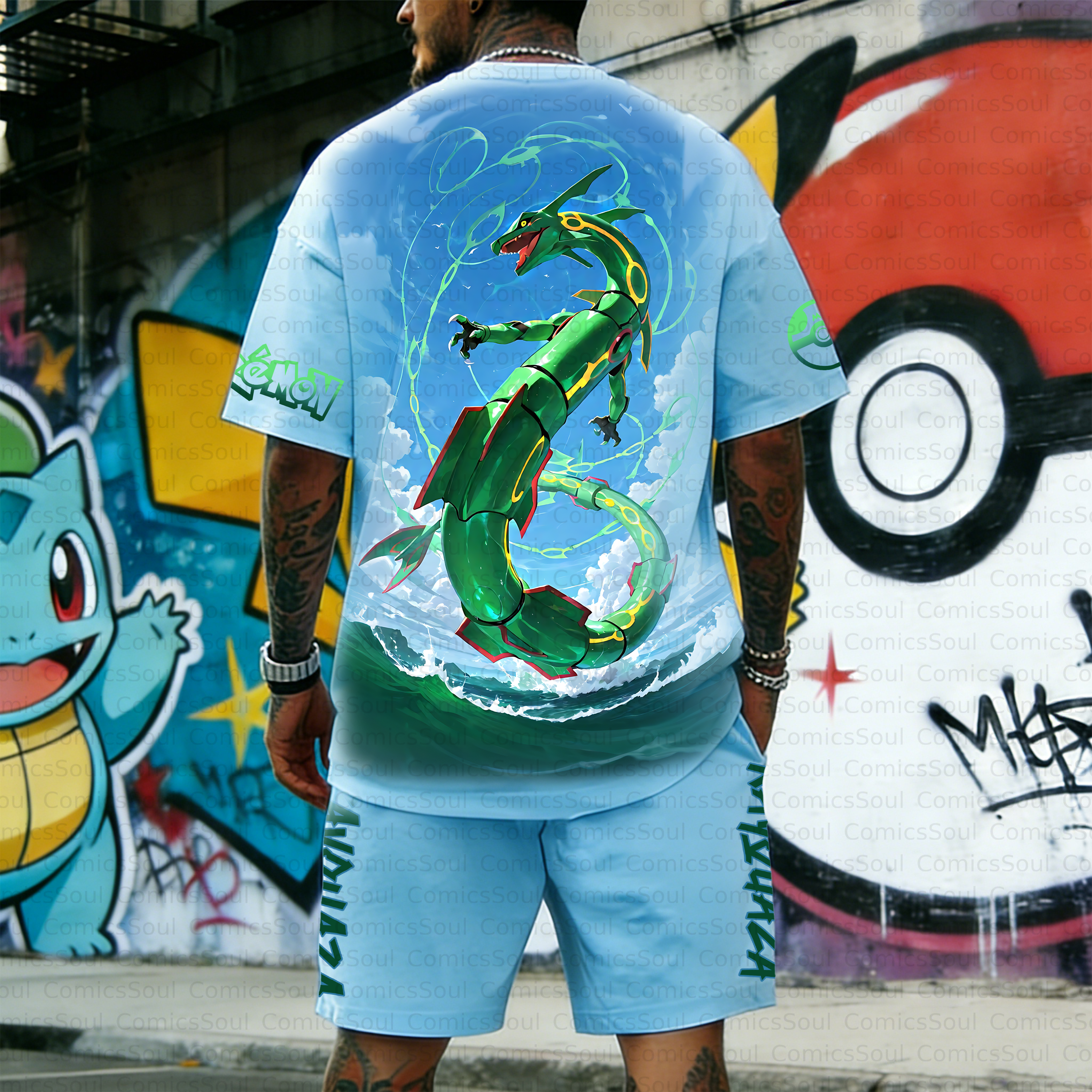 Unisex Anime Inspired Vintage T-shirt& Shorts 2 Pieces Set