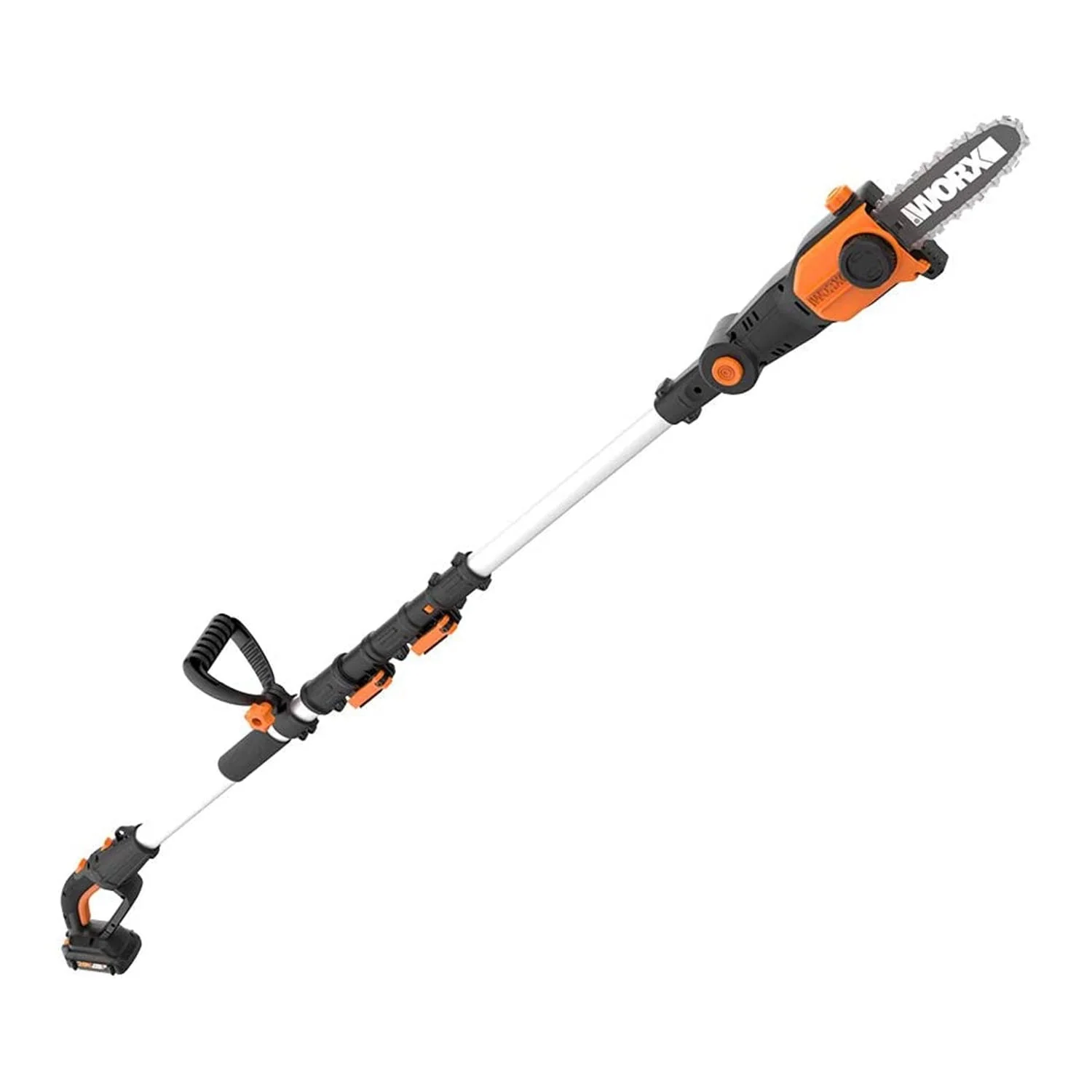 WORX WG349 2 in 1 Cordless 8 in Pole Saw W/ Auto Tension, Black and Orange