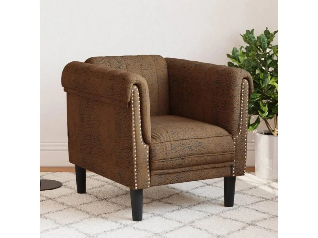 Sillón de cuero sintético de ante marrón