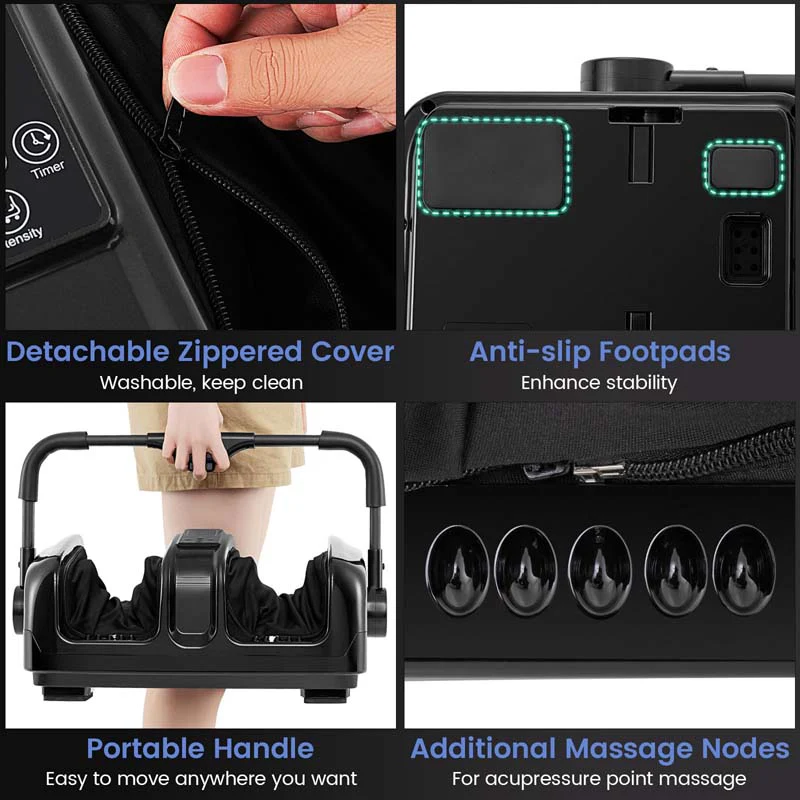 Eletriclife Foot and Calf Massager with Heat Shiatsu Deep Kneading Rolling Smart Electric Leg Massager