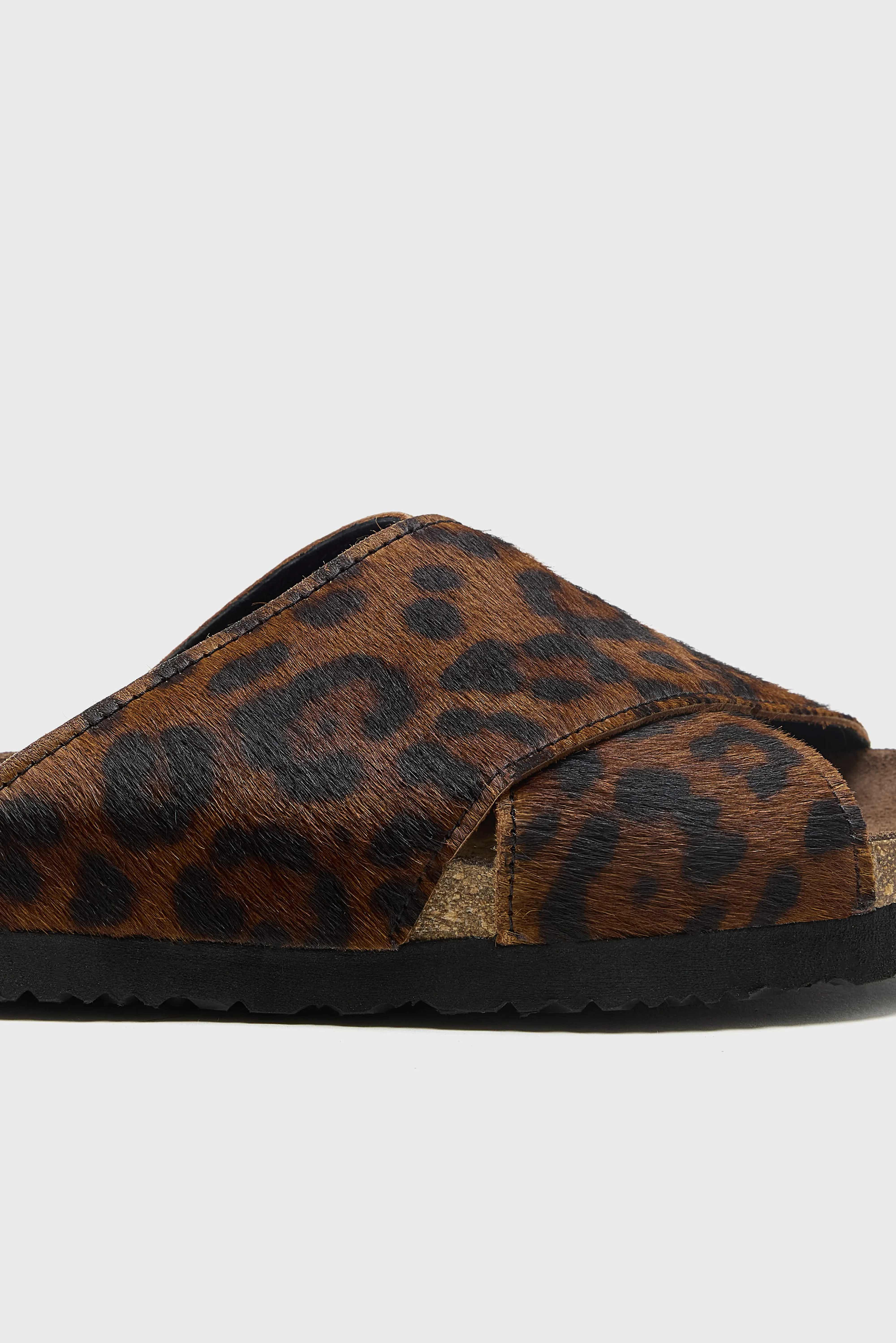 Bellerose Cheetah Ponyhair Cross Sandals  (261 / W / BROWN)