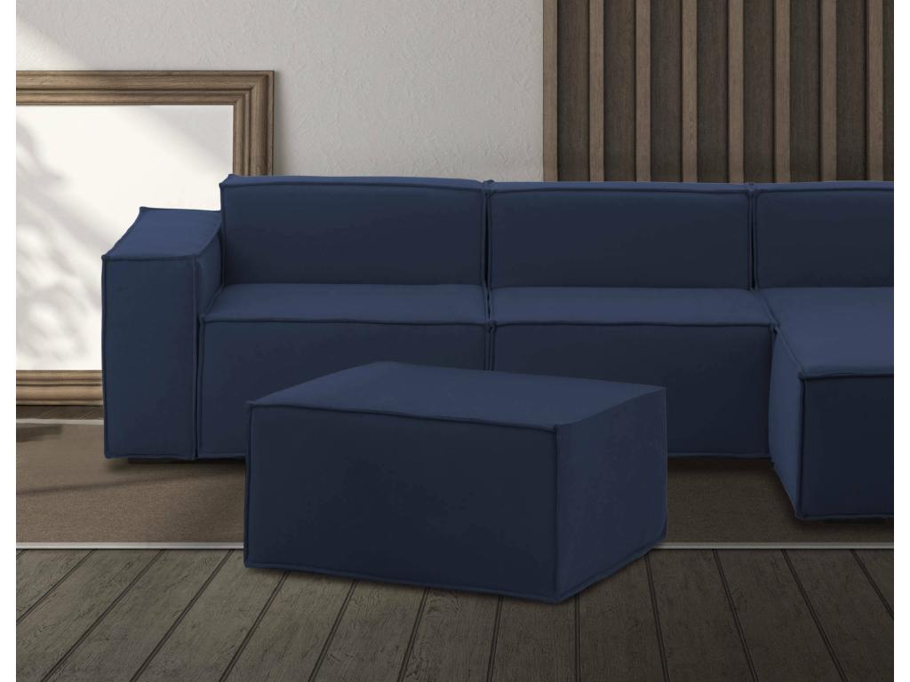 Puff Barbara, Otomana de la sala de estar, 100% Made in Italy, Sillón relax en tela tapizada, 80x70h43cm, Azul