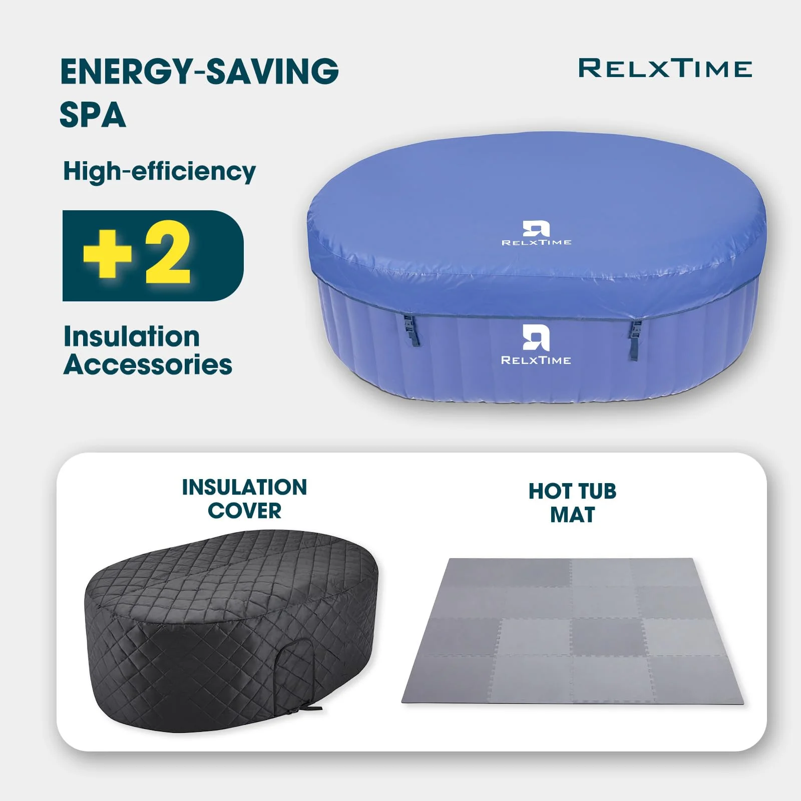 RELXTIME 2 Person Oval Inflatable Hot Tub Set, Blue - Image 11