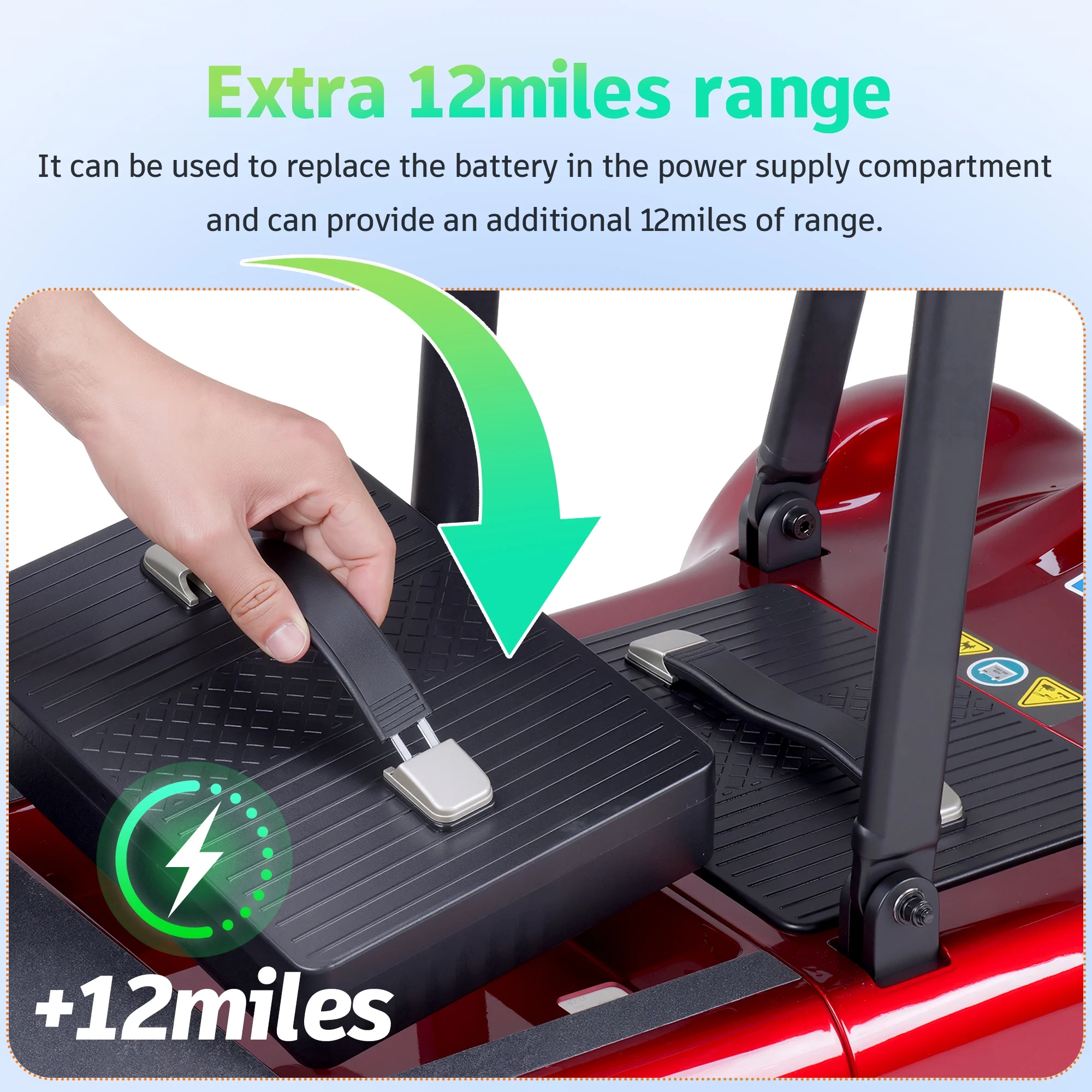 EAGLOG Light Weight 4 Wheels Mobility Scooter for Seniors, Electric Folding Wheelchair Device for Travel, Black - Image 26