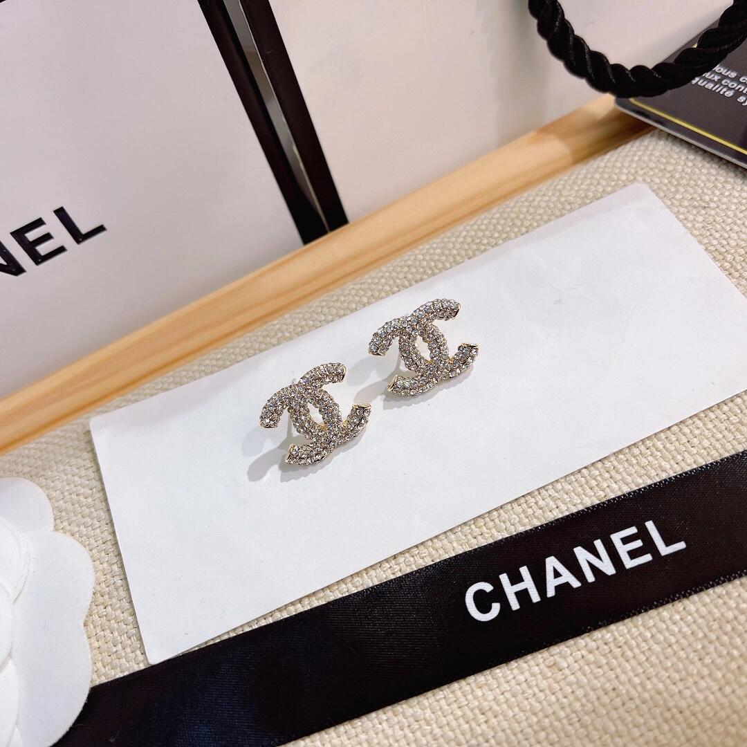 Chanel Full Diamond Paved CC Earrings - Original Replica Club
