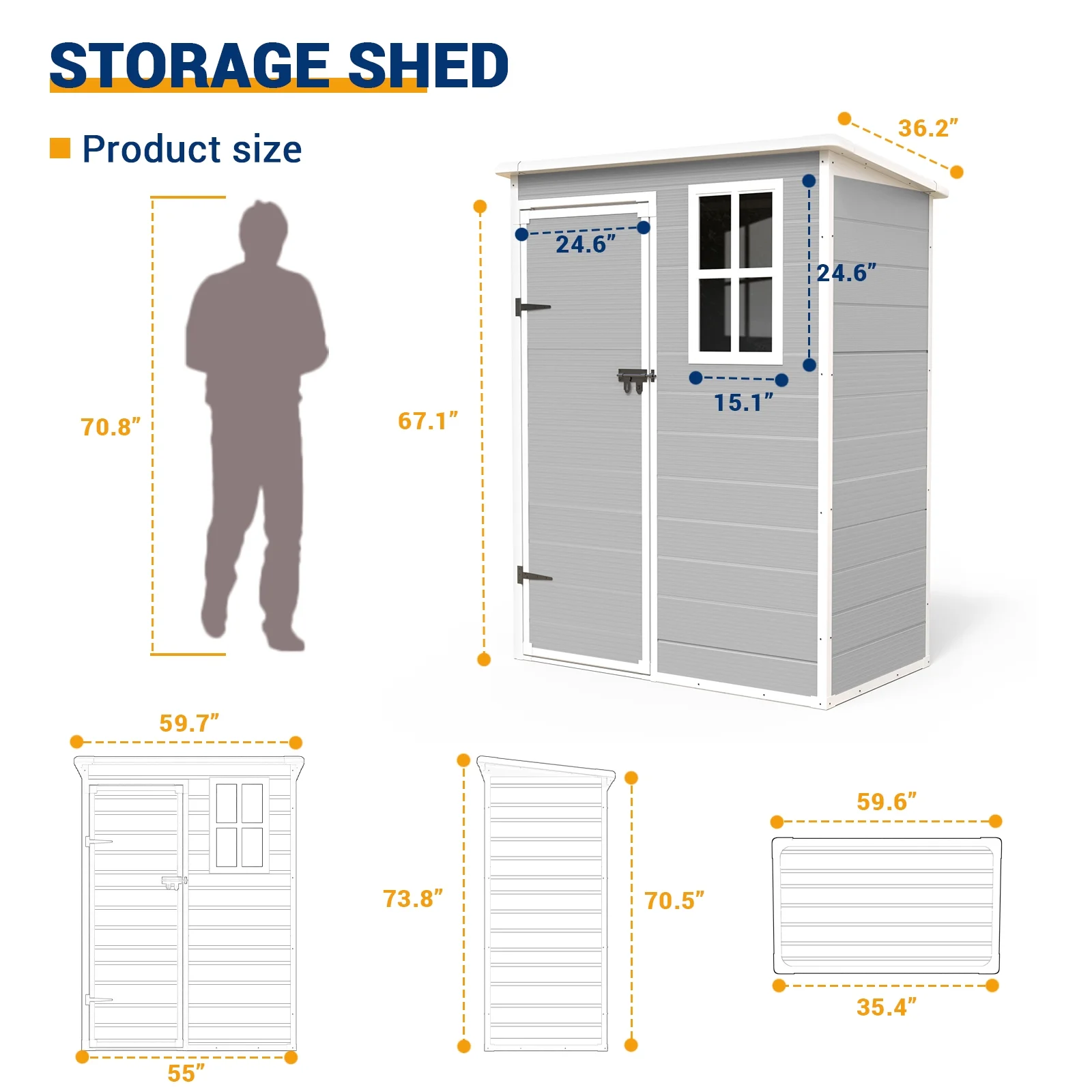ECOPATIO Outdoor Storage Shed 5x3 FT, Resin Garden Shed for Bike, Tool, Plastic Outside Sheds & Outdoor Storage Storage Box with Lockable Door for Backyard, Patio, Lawn, Sandstone - Image 9