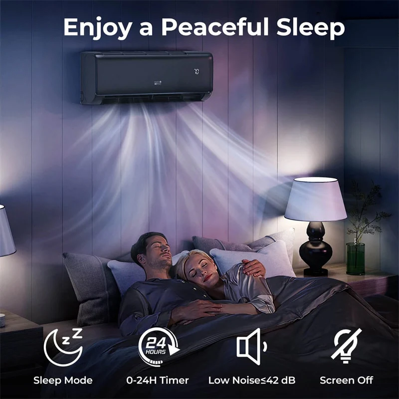 Eletriclife 9100 BTU WiFi Enabled Mini Split AC & Heater - 20.5 SEER2 115V Inverter Heat Pump Compatible with Alexa