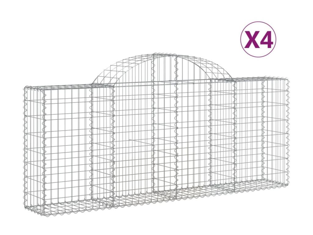 Cestas de gaviones arqueadas 4 piezas 200x30x80/100 cm Hierro galvanizado