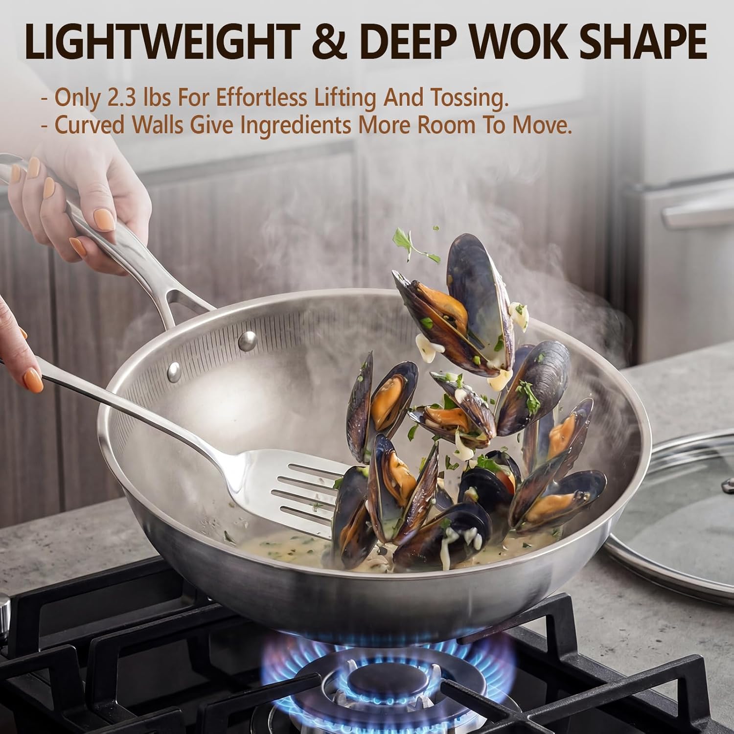 Titanium Wok Pan with Lid – 12