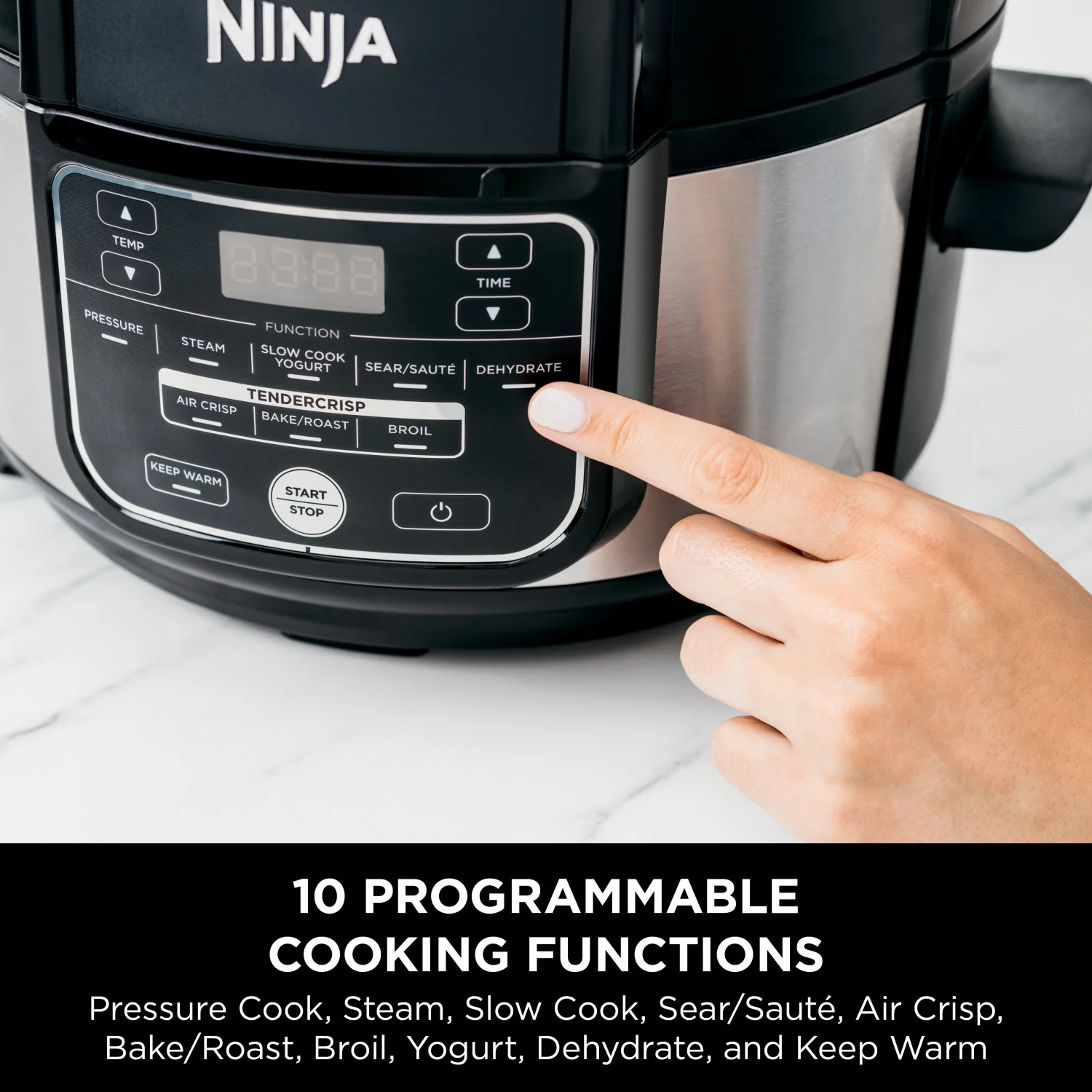 Ninja Foodi 10-in-1 5 Qt Pressure Cooker, Steamer, Bake, Broil, Dehydrate, Air Fryer, Non-Stick, FD101 Stainless Steel - Image 4