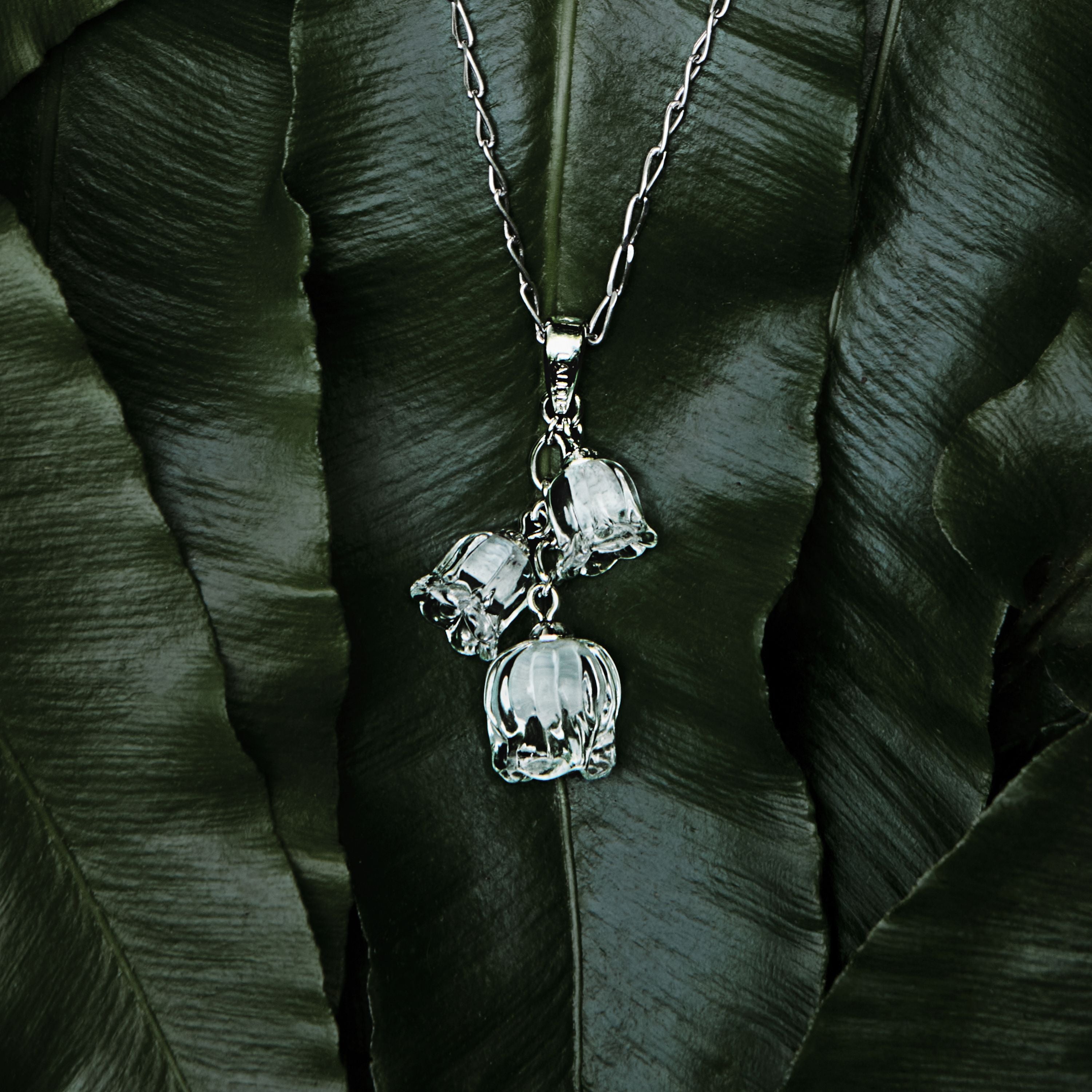 PENDENTIF MUGUET 3 CRISTAUX - CRISTAUX INCOLORES, ARGENT