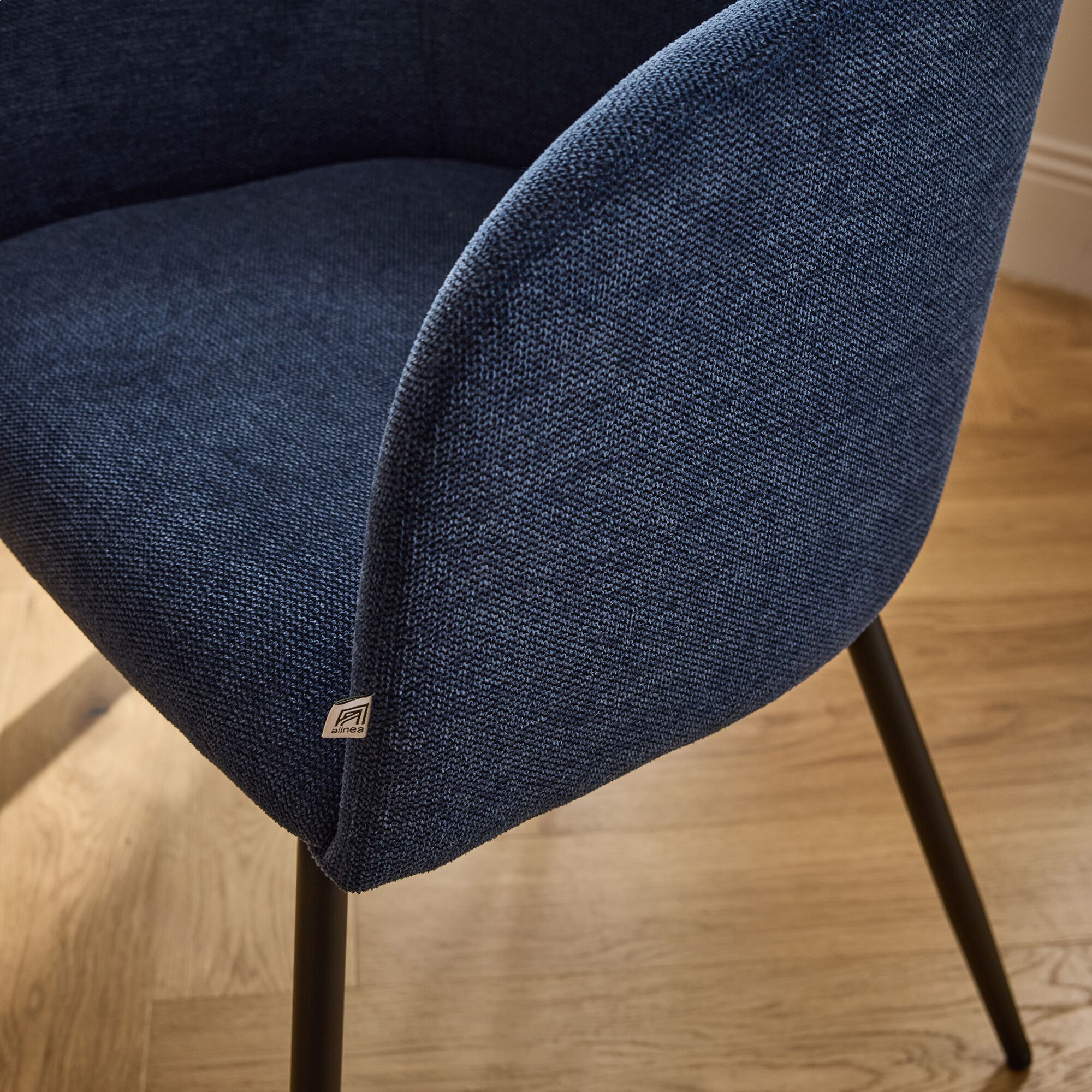 PEILLE - Chaise en tissu et métal avec accoudoirs - bleu figuerolles