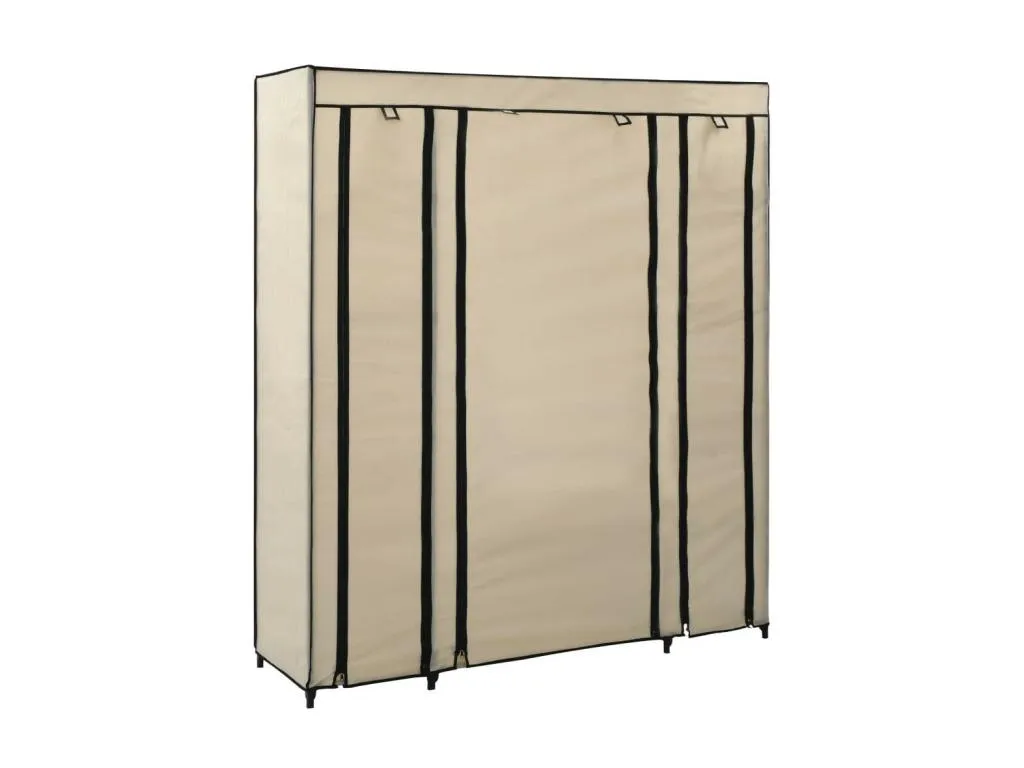 Armario con compartimentos y varillas tela crema 150x45x176 cm gifl14265