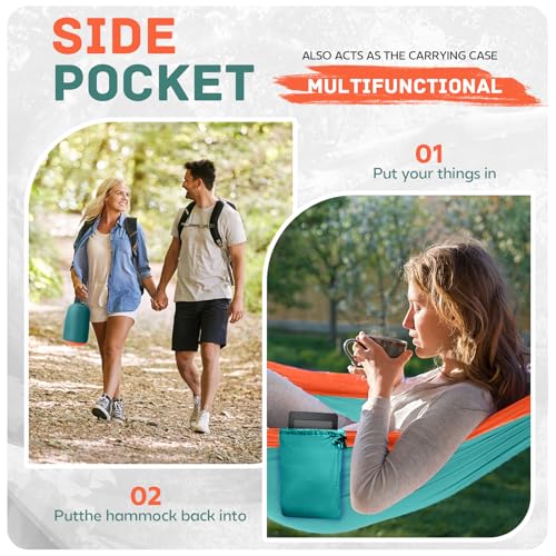 Lightweight Portable Nylon Parachute Hammock, Durable Compact Backpacking Hammock for Outdoor Camping & Hiking Trips