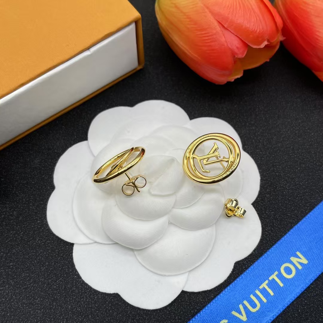 Louis Vuitton Hollow LV Letter Round Earrings - Original Replica Club