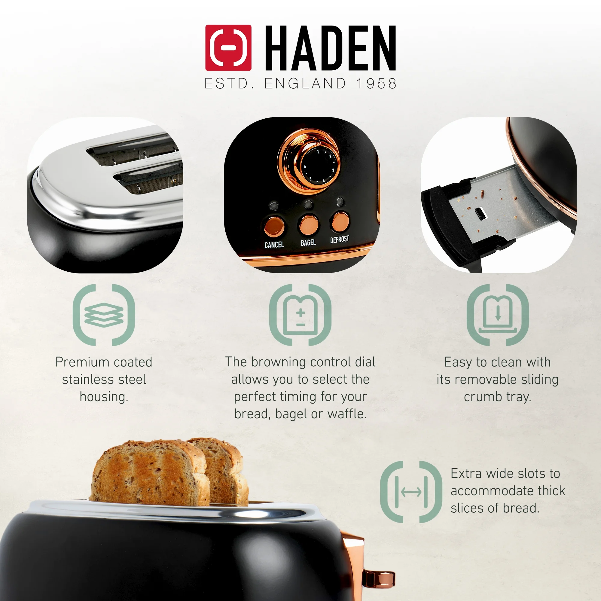 Haden Heritage 1.7 Liter Electric Kettle with 2 Slice Bread Toaster, White - Image 60