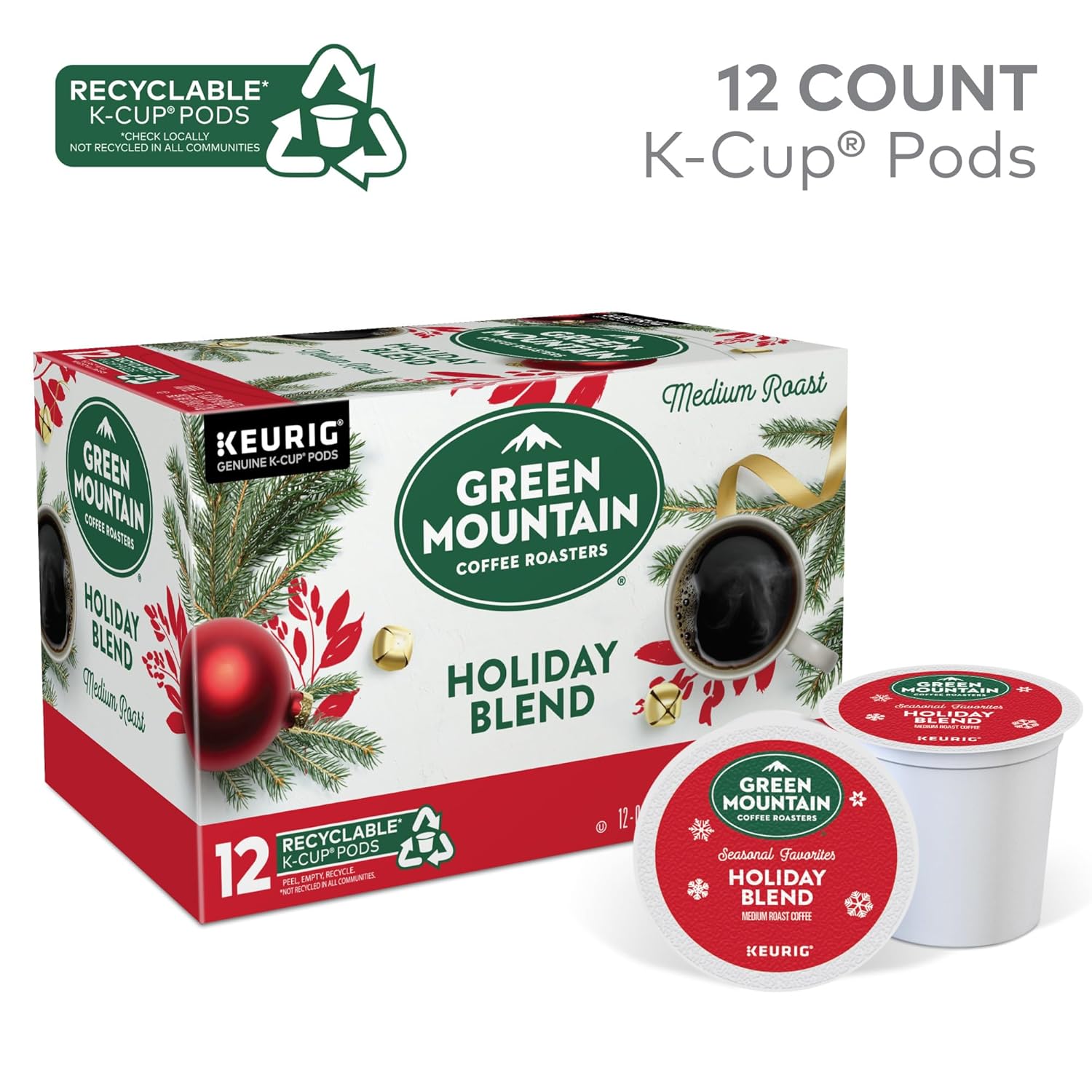 Green Mountain Coffee Roasters K-Cups. Holiday Blend. 12 Count