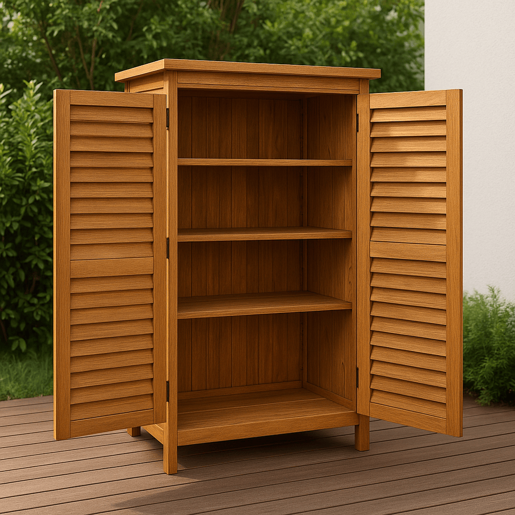 Armario Para Exterior Madera Marrón Pino Tres Estantes