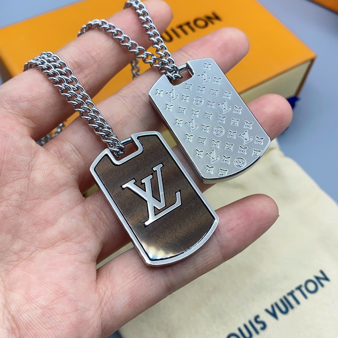 Louis Vuitton Two-sided Engraved Monogram Tag Necklace - Original Replica Club