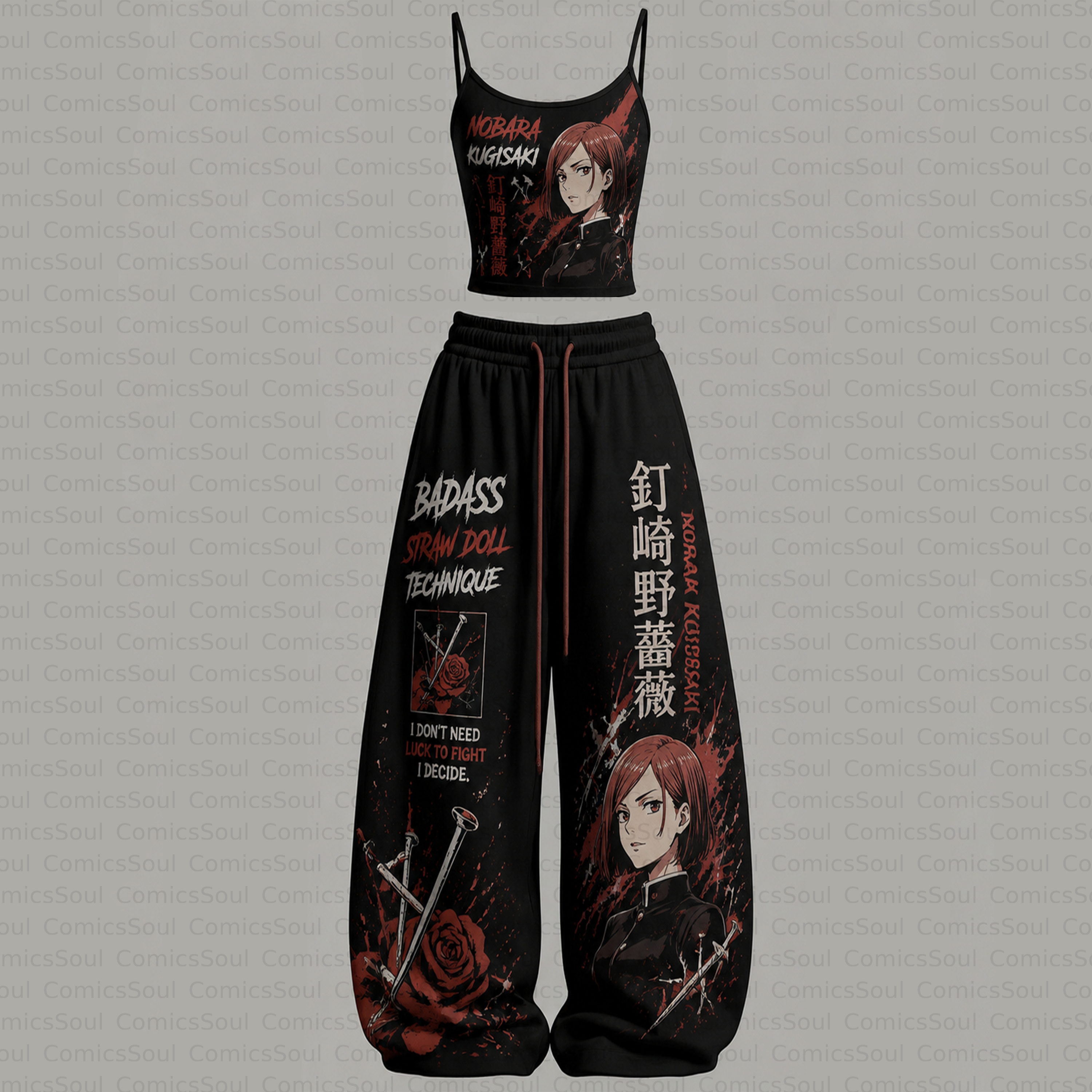 Jujutsu Kaisen Top & Elasticated Trousers Two-Piece Set TeeThreads Sustain the Scene with Custom Apparel