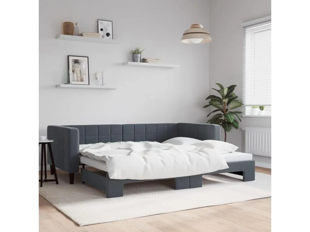 Sofá cama Decoencanto terciopelo gris oscuro 90x200 cm