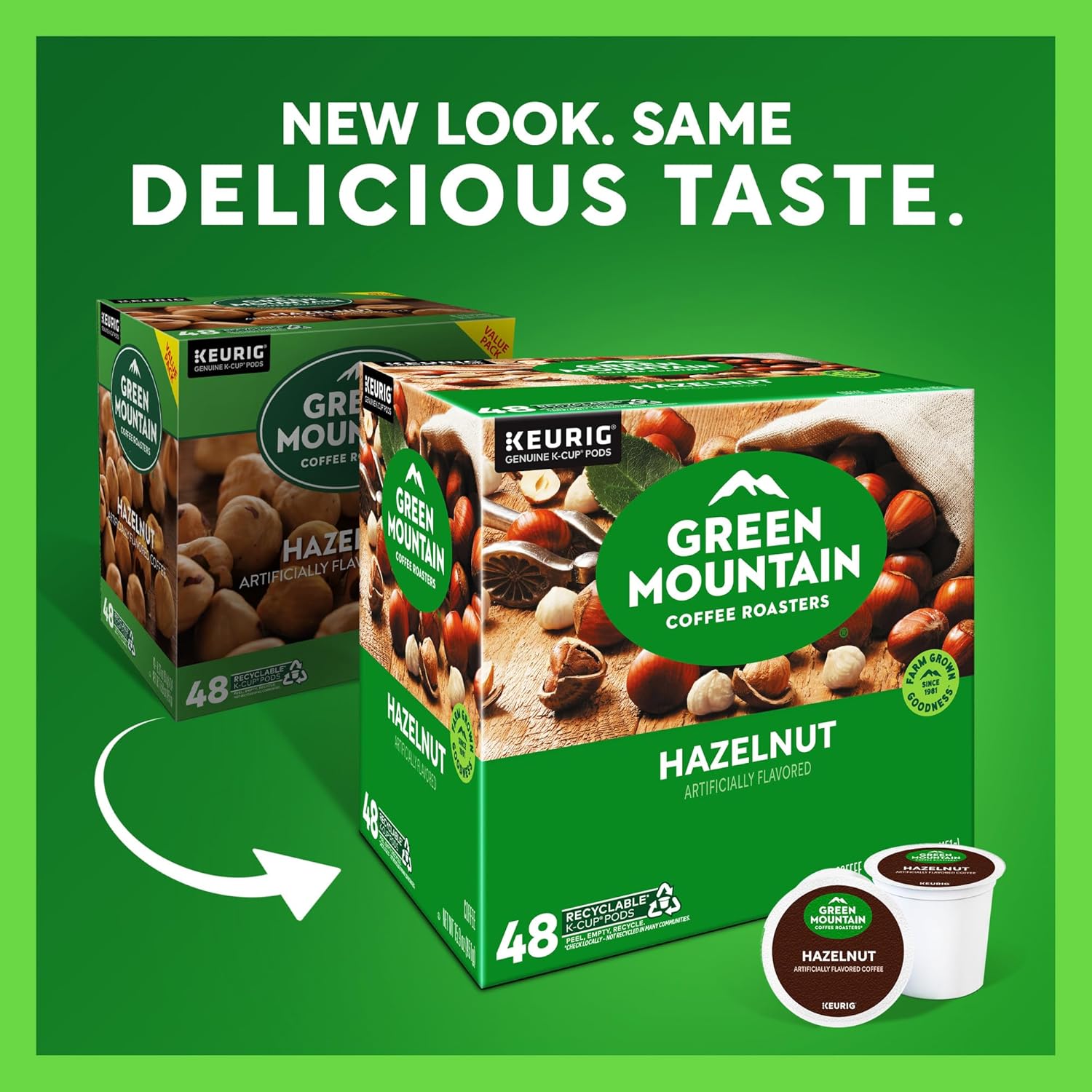 Green Mountain Coffee Roasters Hazelnut Coffee. Keurig Single Serve K-Cup Pods. Light Roast. 48 Count