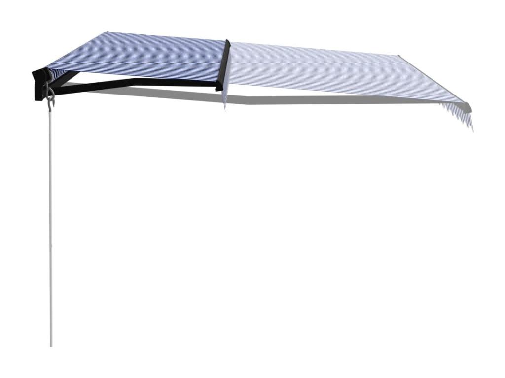 Toldo manual retráctil azul y Tucasago 450x300 cm