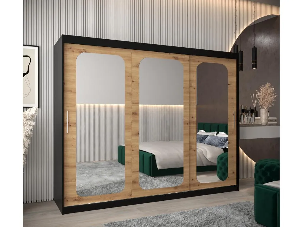 ARMARIO Lluesmamuebles T3 DE PUERTAS CORREDERAS 200/250/62 3 puertas (negro/artisan)