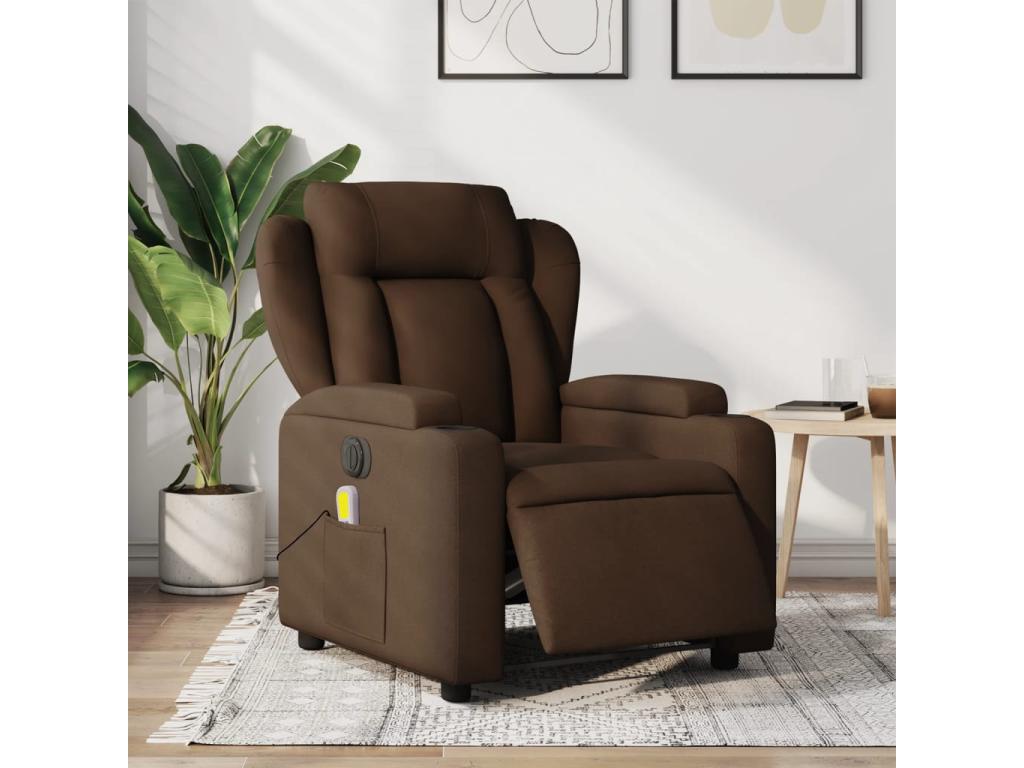 Sillón reclinable de masaje eléctrico tela marrón