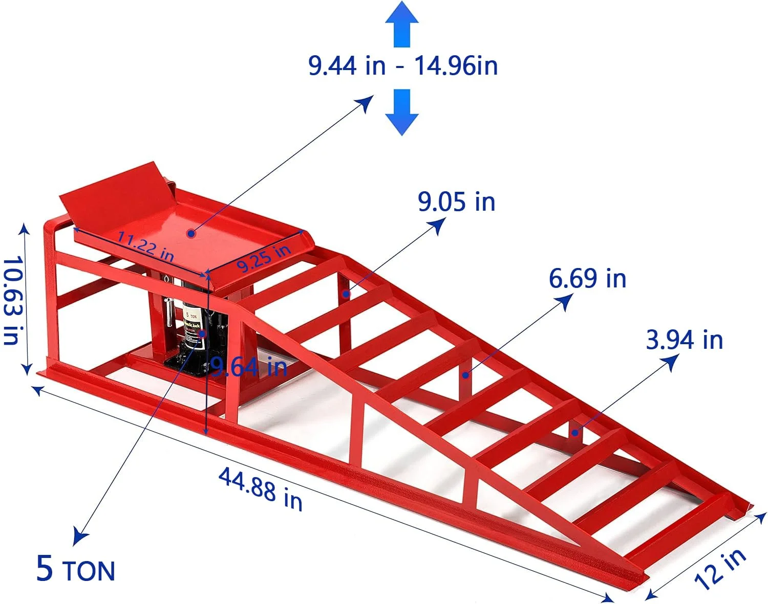 Lafati 2-Pack Hydraulic Car Ramps: Heavy-Duty Vehicle Ramps with 5T / 10000lbs Jack Load Capacity, Portable Design for Effortless Oil Changes and Car Lifts - Image 11
