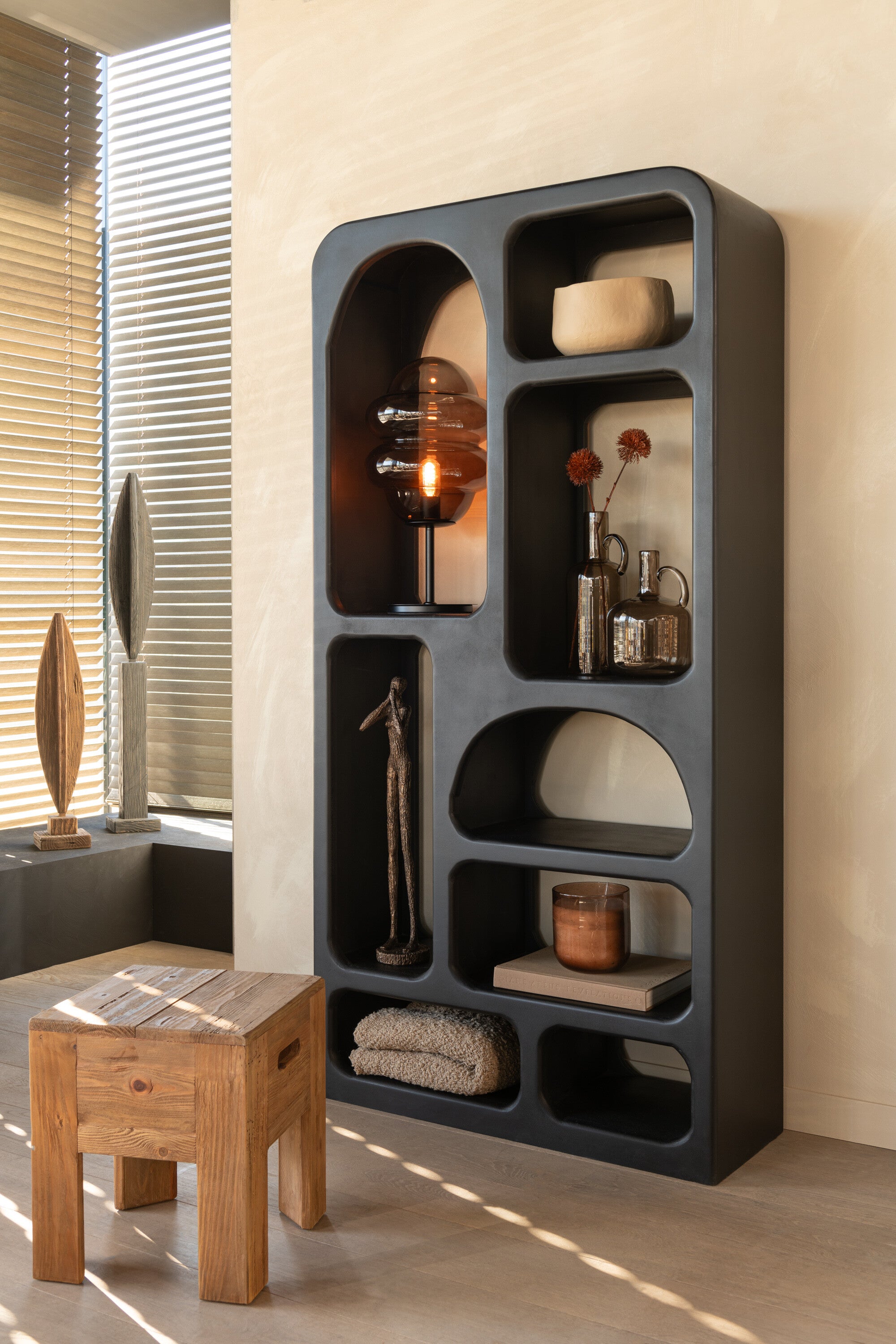 J-Line plaid Kwasten - katoen - donkerbeige - 180 x 130 cm