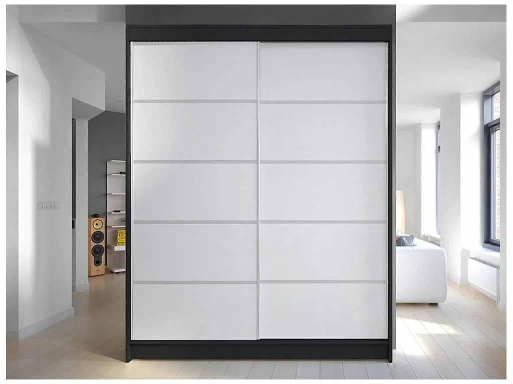 Armario Homepleno 145 Negro | Blanco 200x150x58cm Puertas de armario - Correderas nyxt82168