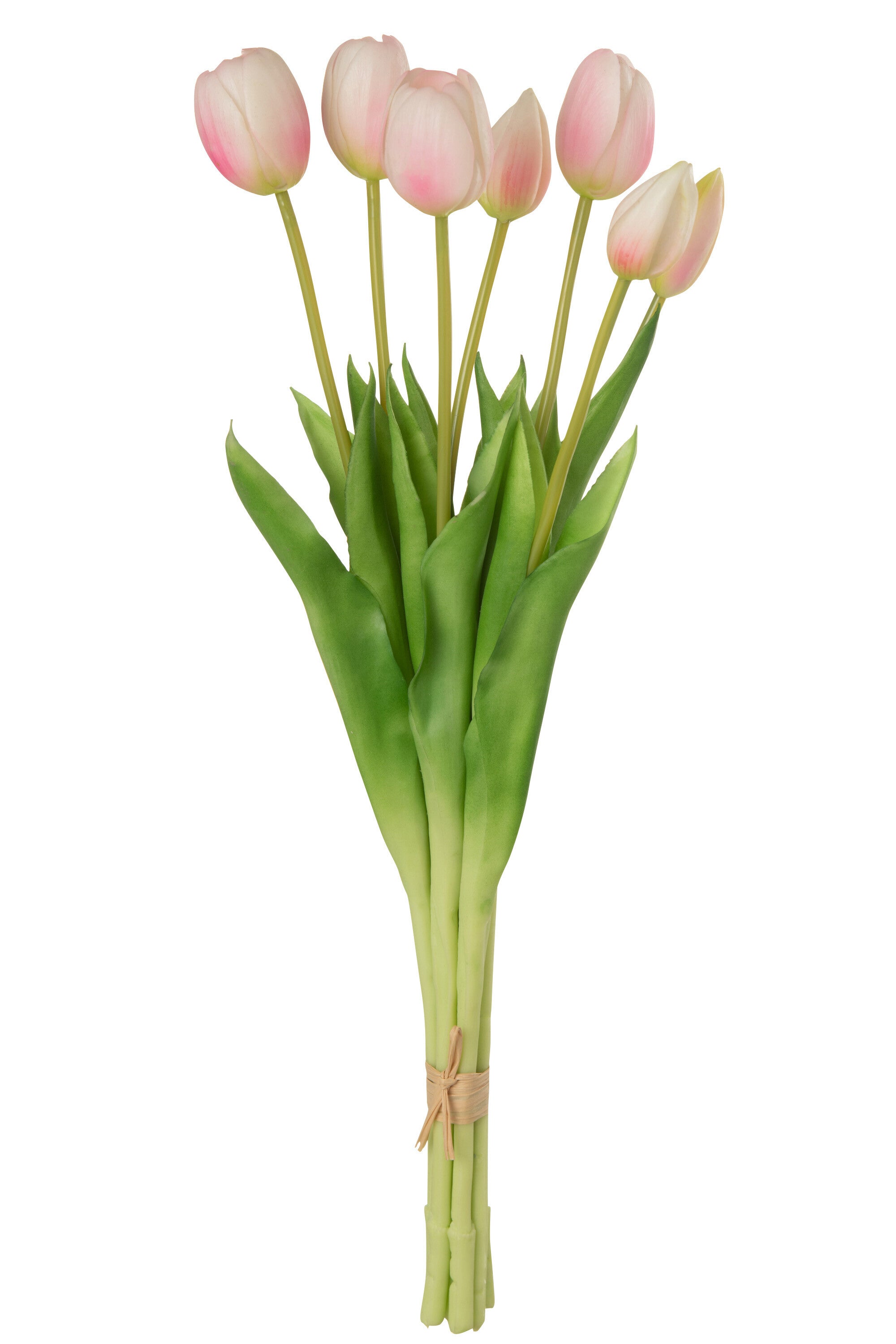 J-Line boeket Tulpen 7 stuks - kunststof - lichtroze - large