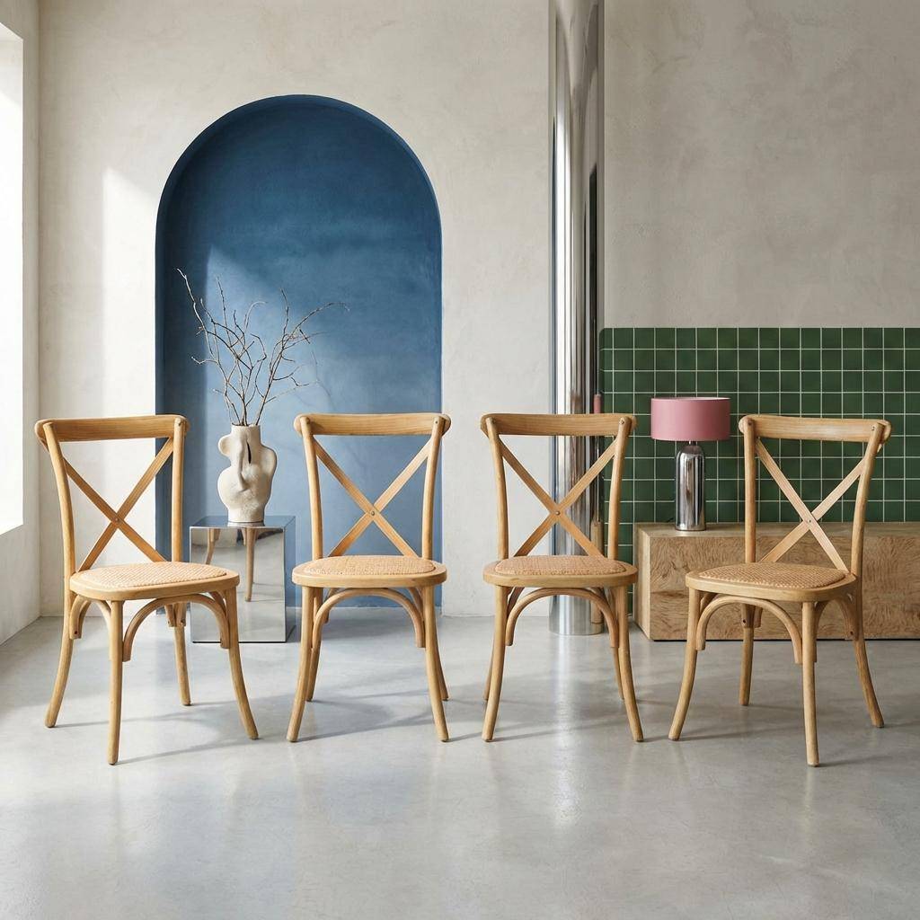 Belleville - Silla de bistró vintage de madera, set de 4